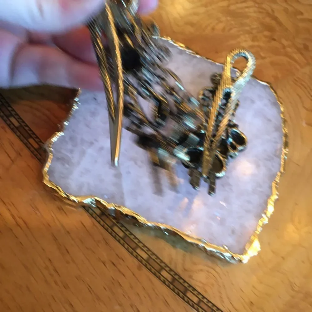 TWO BLACK Stone Jeweled Hair Clips